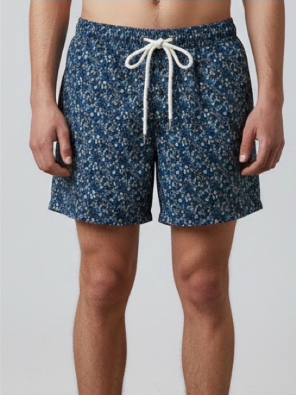 Bonobos Navy Floral Swim Trunks with White Drawstring 7 Inch Inseam Size XL
